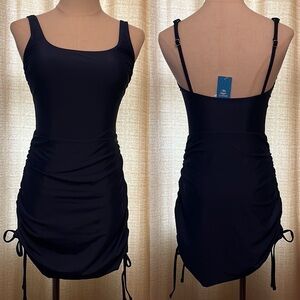 Cupshe Navy Blue One Piece Side Rouching Swimdress Swimwear Womens XS